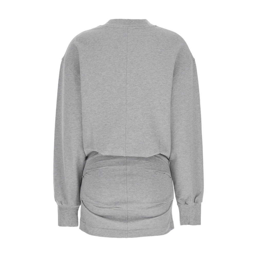 The Attico Grijze Crewneck Mini Jurk met Logo Gray Dames