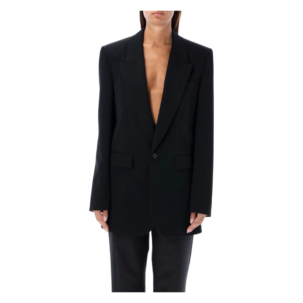 Saint Laurent Svart Ulljacka Grain de Poudre Black, Dam