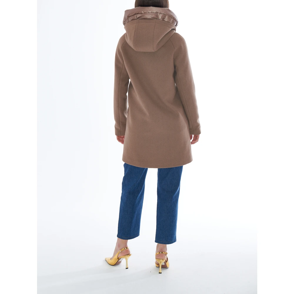 YES ZEE Bruine wollen jas met afneembare gewatteerde bodywarmer Brown Dames