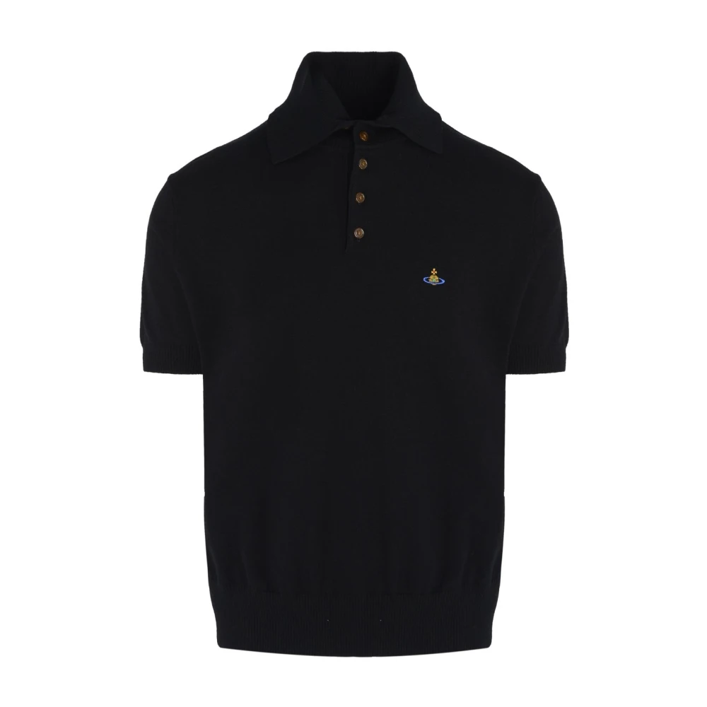 Vivienne Westwood Zwarte Gebreide Poloshirt Black Heren