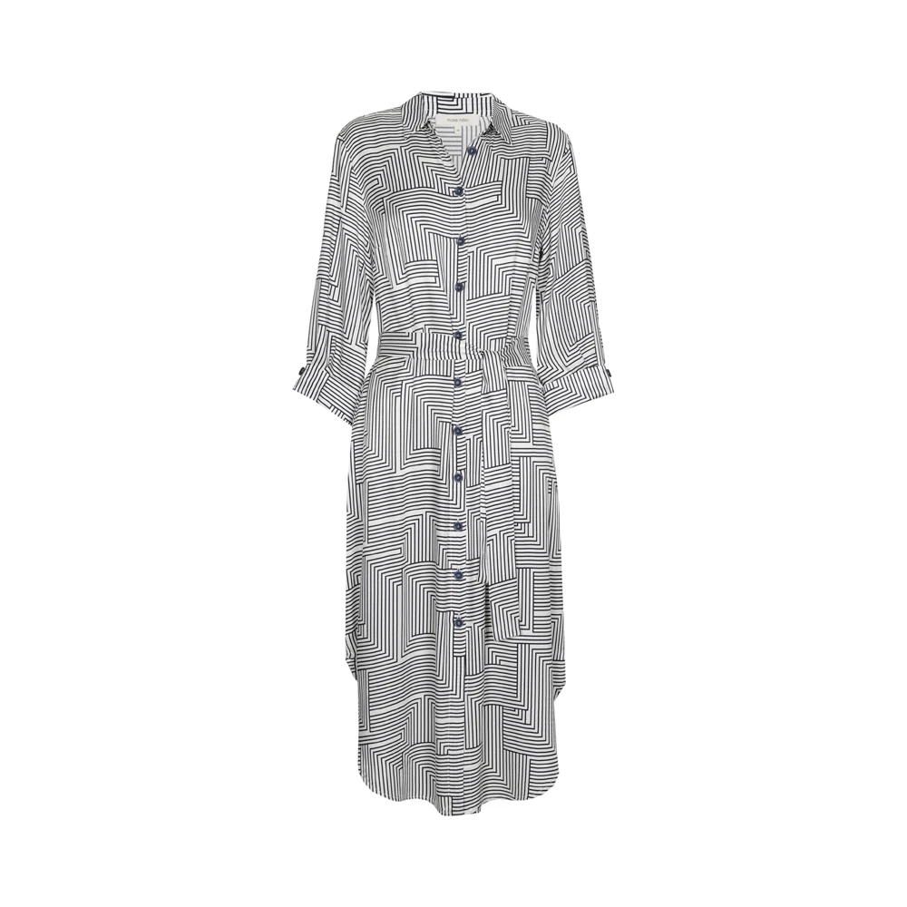 Marie Méro Geometrische Print Lange Jurk met Riem Blue Dames