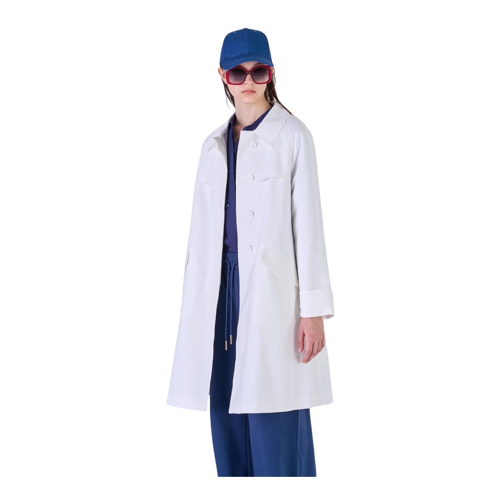 Silvian Heach Lange Single-Breasted Trenchcoat White Dames