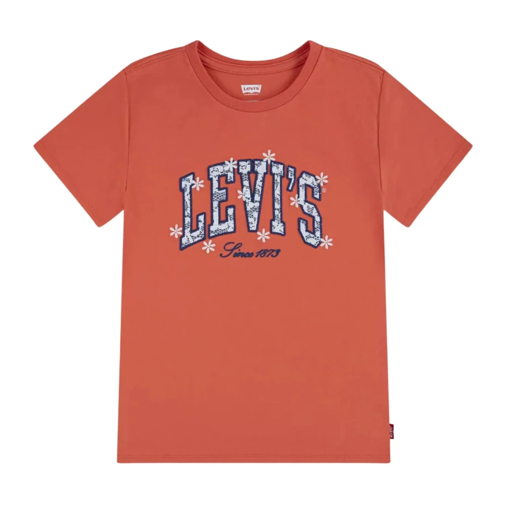 Levi's Girls Orange Chambray Applique Top - Kids Short Sleeve T-Shirts - 8 Y - Kids
