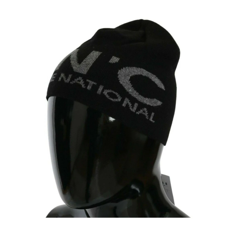 Costume National Zwart Grijs Wolmix Beanie Hoed Black Heren