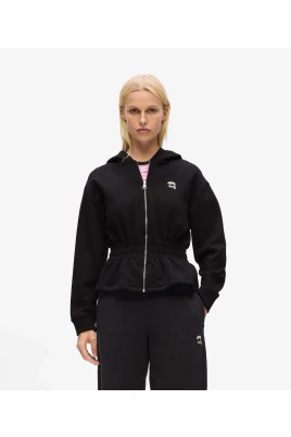 Hooded Zip Jacket with Elastic Waist