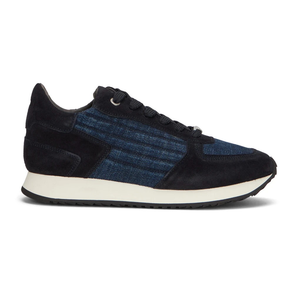Moorer Leren sneakers met inzetstukken Dames Schoenen Blauw