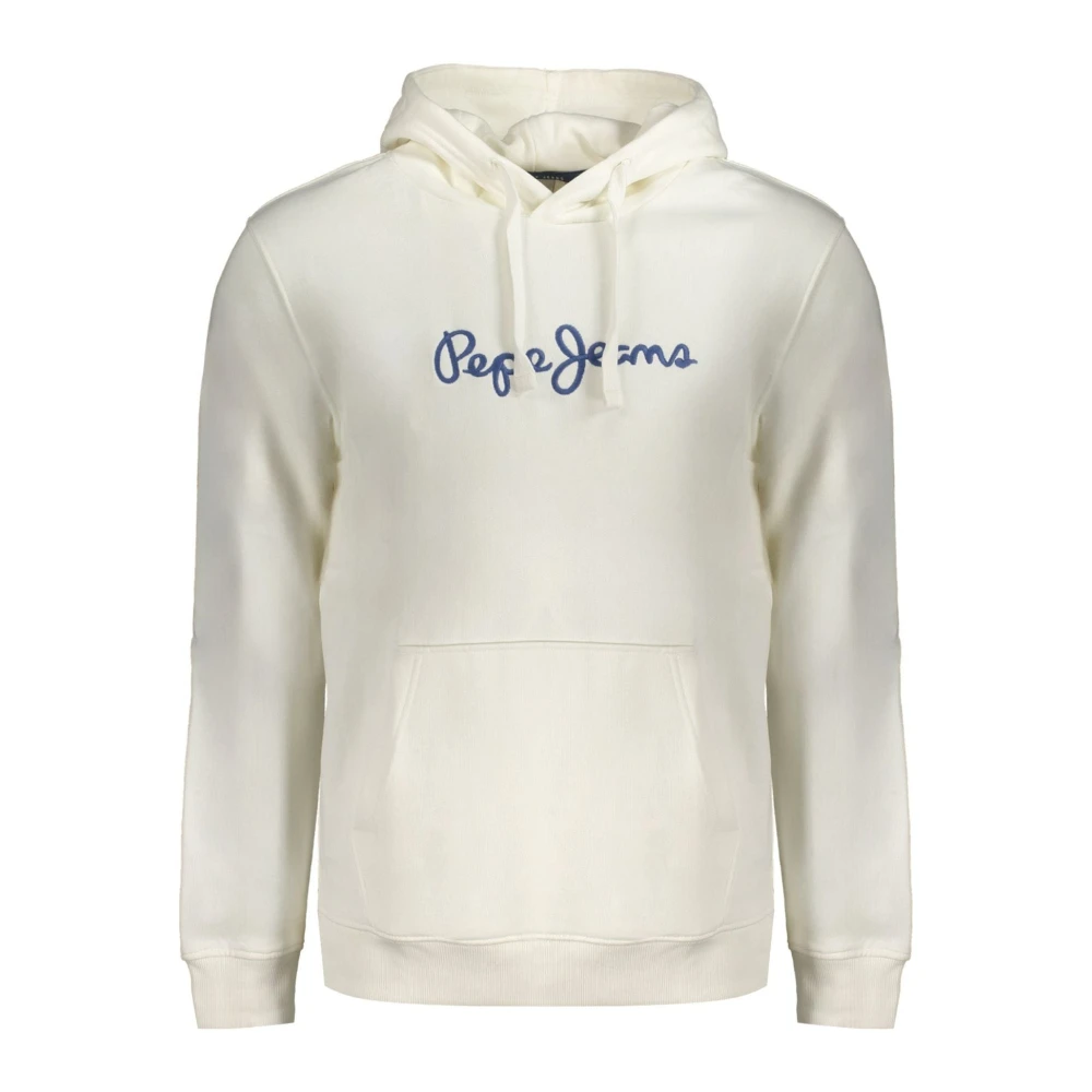 Pepe Jeans Hoodie Wit Geborduurd Logo White Heren