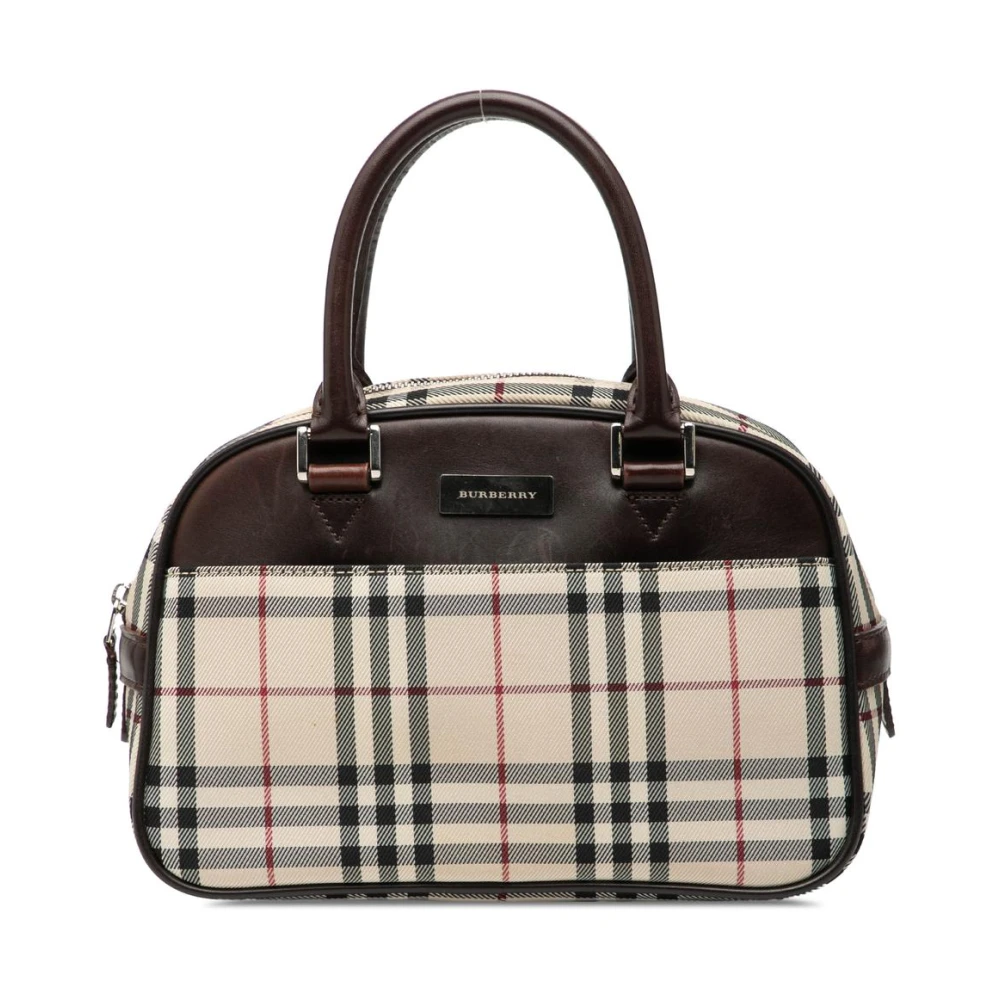 Burberry Vintage Women's Brown Vintage Handbags, One Size, Pre-Owned Patterned Dome Satchel