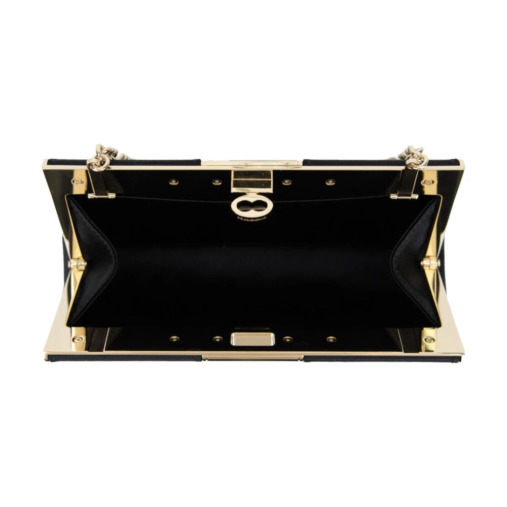 Dolce & Gabbana Satijnen Dameshandtas met Gouden Hardware Black Dames