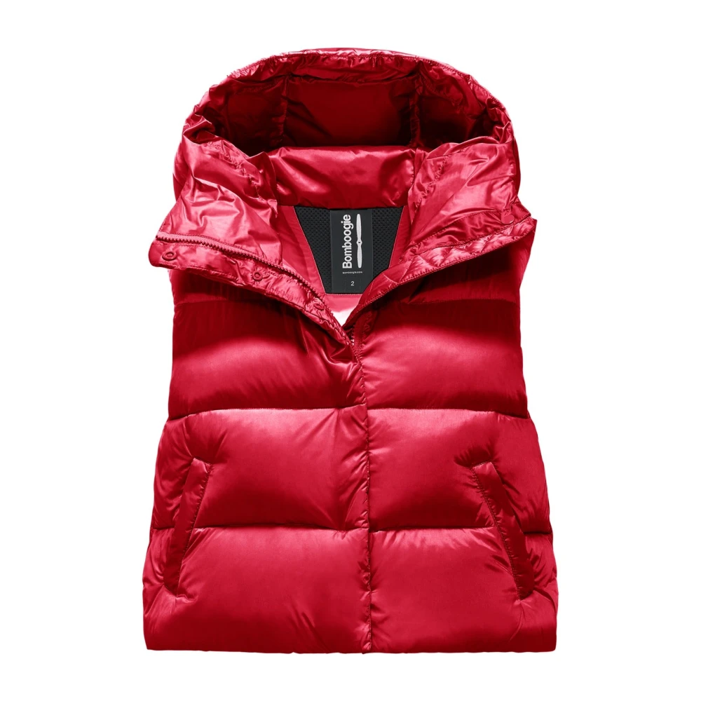 Bomboogie Women's Red Puffy Down Vest In Bright Nylon - Waistcoats - S - Jackets