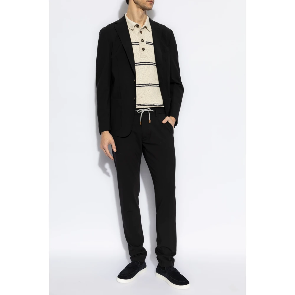 Eleventy Wollen blazer met open revers Black Heren