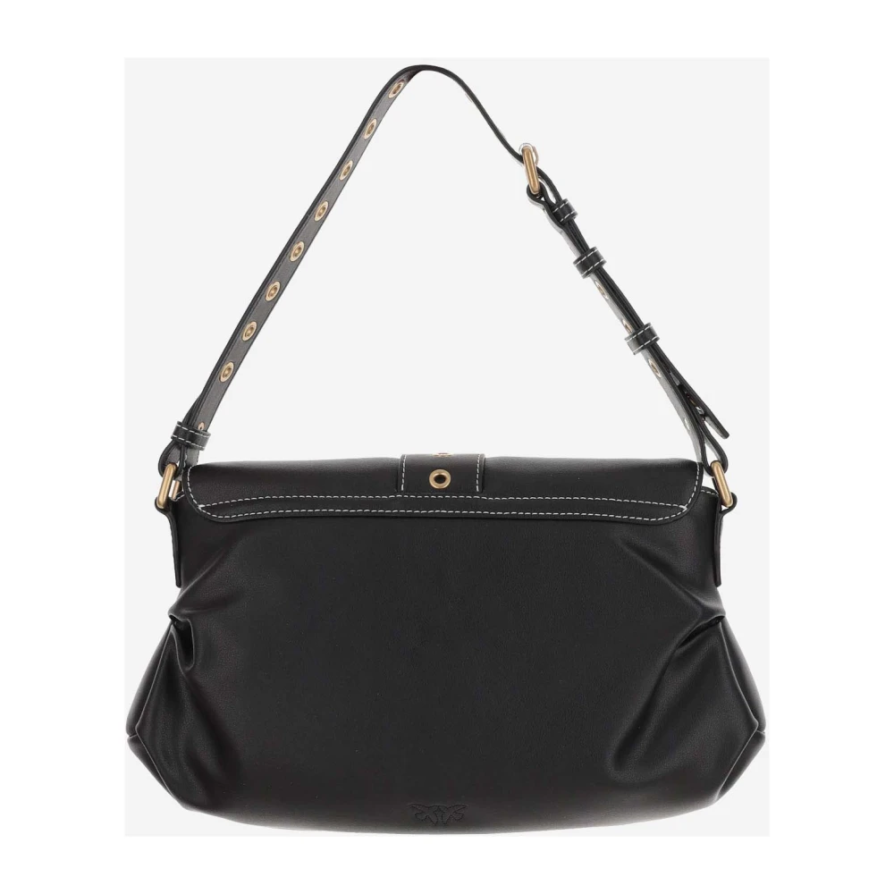 pinko Leren schoudertas met hartgesp Black Dames