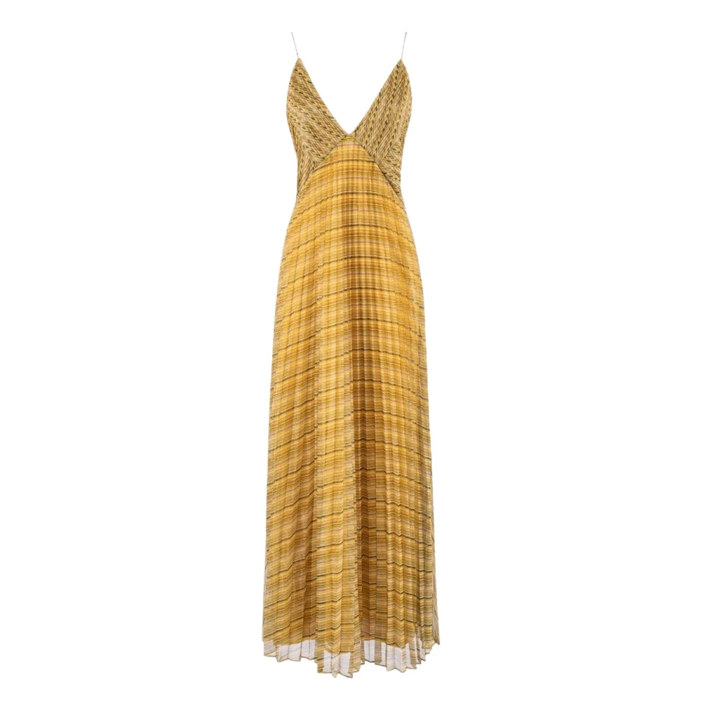 Nenette Gestreepte Print Geplooide Lange Jurk Multicolor Dames