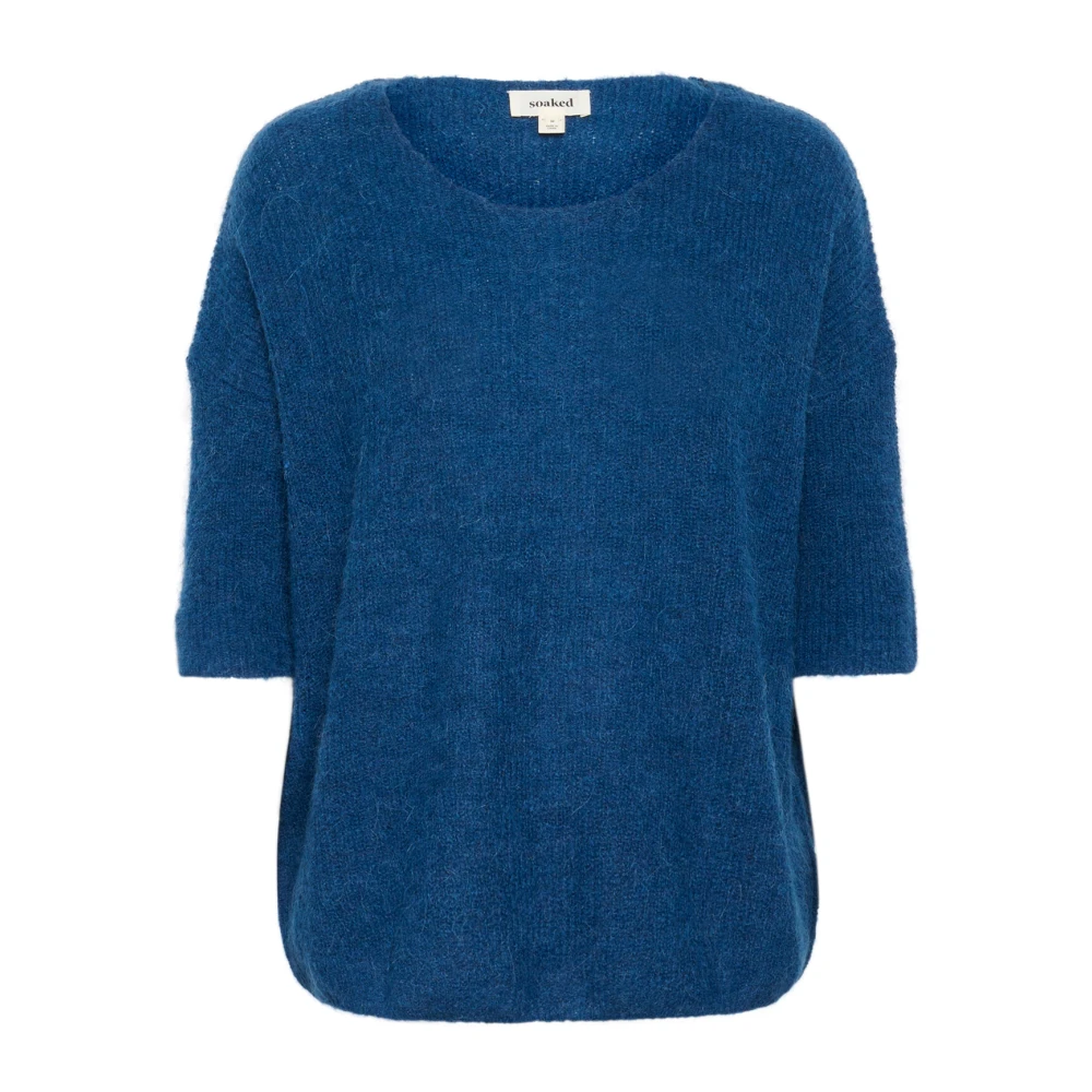Soaked in Luxury Blauwe Gebreide Trui met 3 4 Mouwen Blue Dames