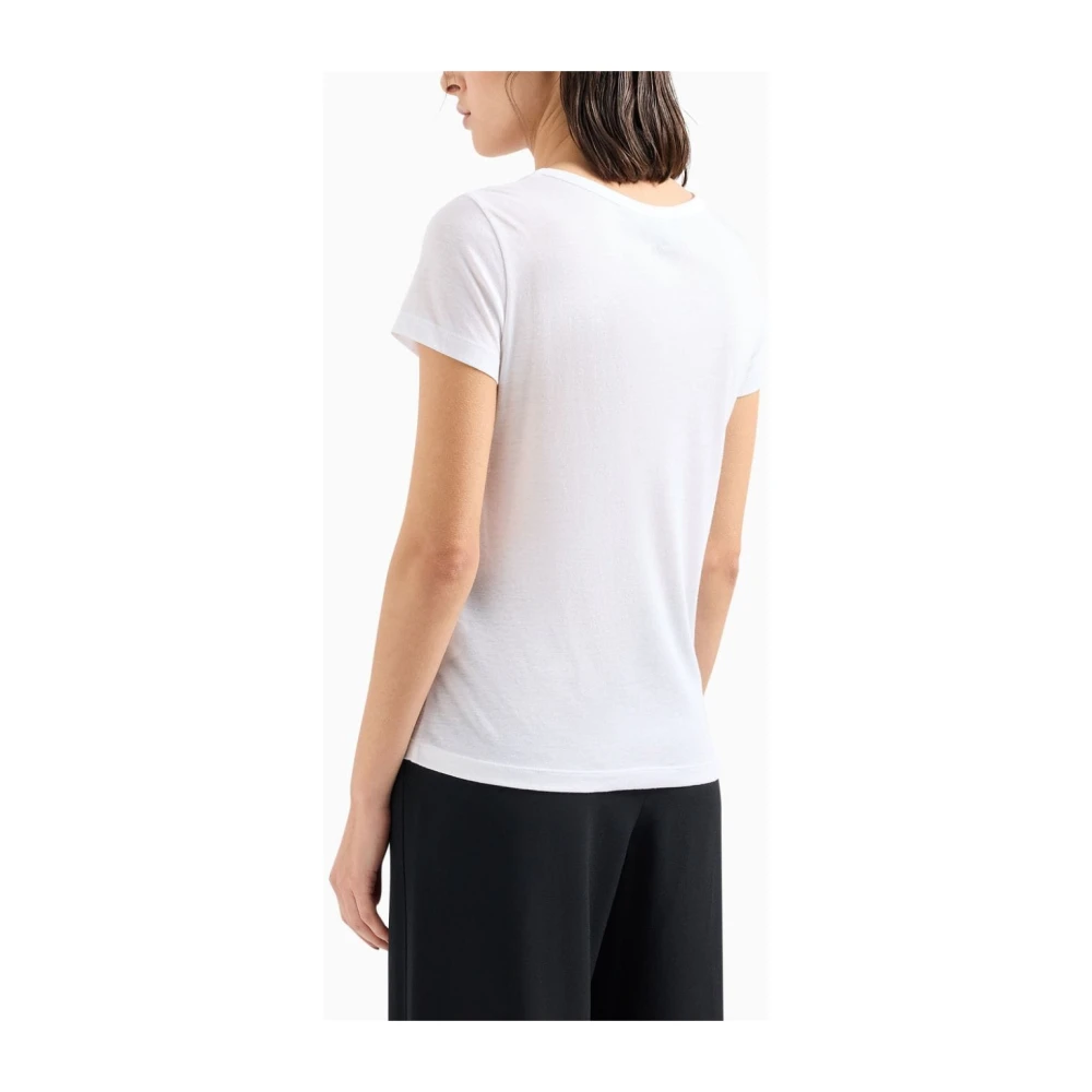 Emporio Armani Grafische Print V-hals T-shirt White Dames
