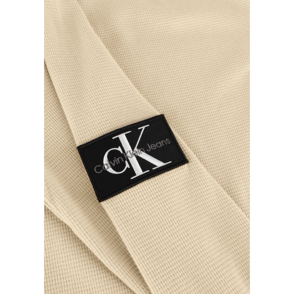 Calvin Klein Heren Badge Waffles LS Tee Beige Heren