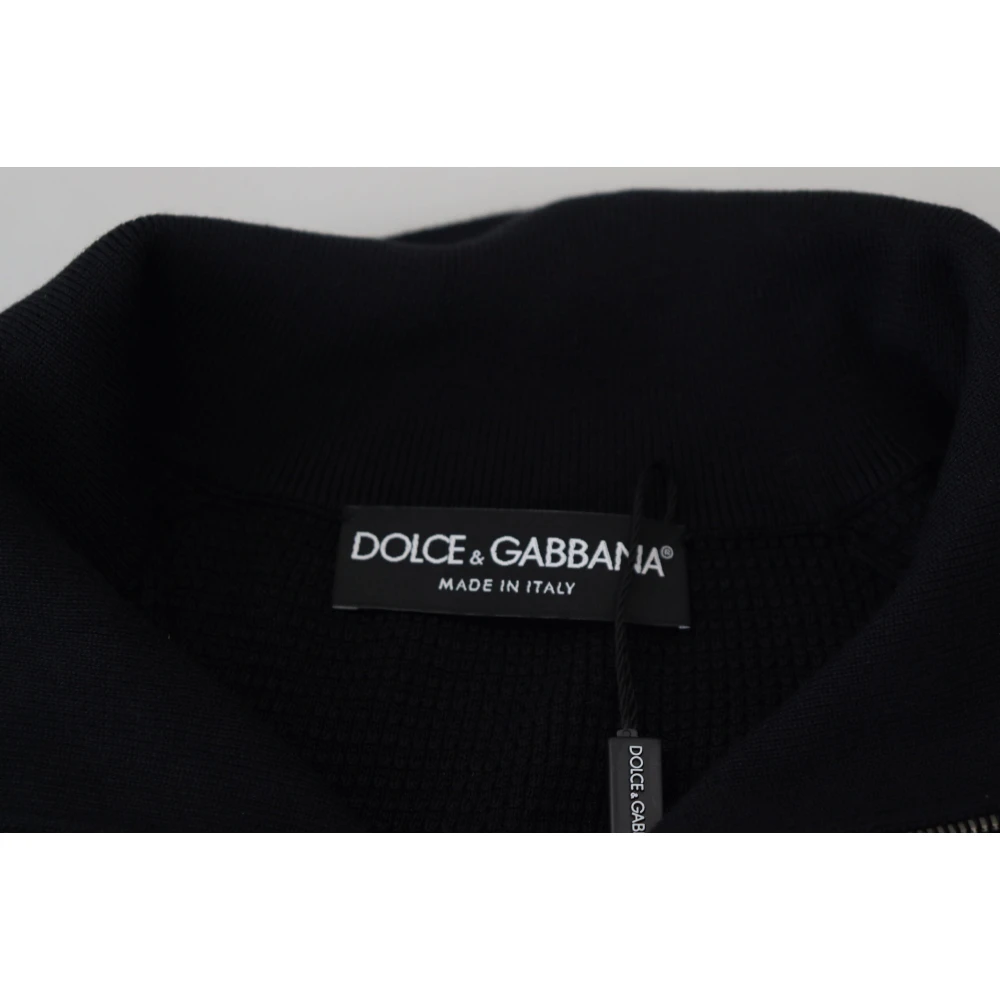 Dolce & Gabbana Luxe Zwarte Zijdeblend Trui Black Heren