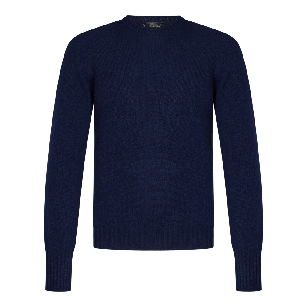 Drumohr Blauwe Cashmere Crew-Neck Sweater Blue Heren