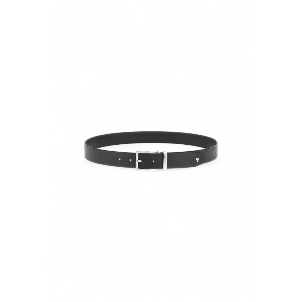 Guess Verstelbare Leren Riem Herfst Winter Collectie Black Heren