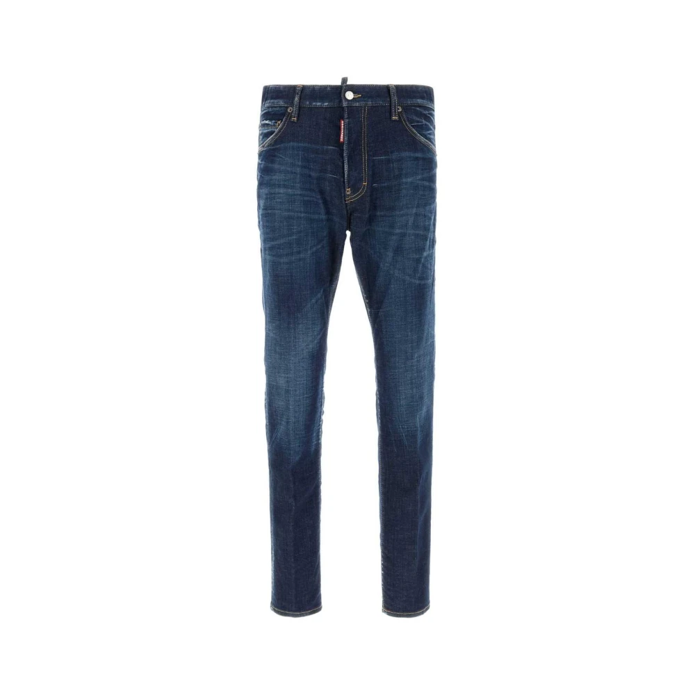 Dsquared2 Uomo Blu Jeans Denim Con Lavaggio Effetto Invecchiato