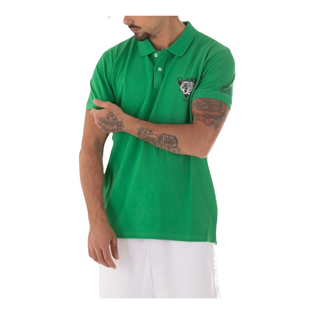Just Cavalli Heren Logo Polo Shirt Green Heren