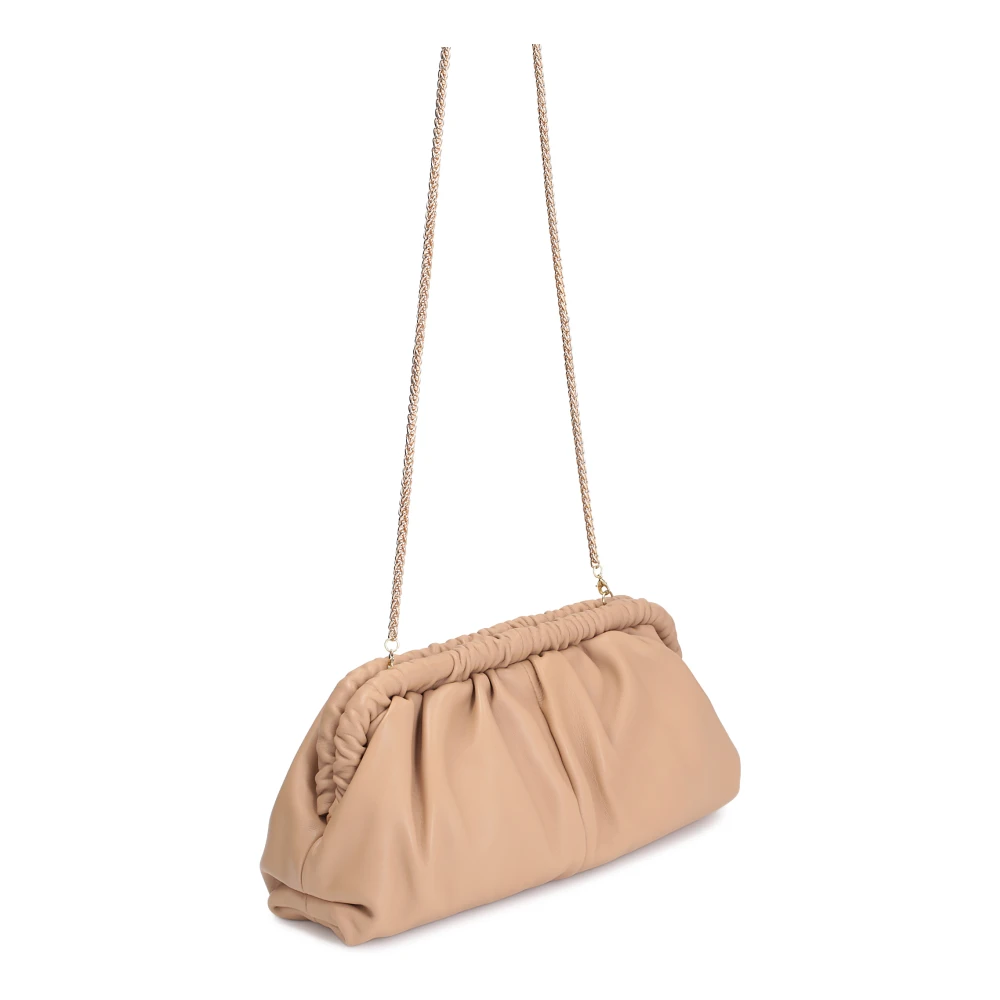 Kazar Effectieve leren tas met metalen frame Beige Dames