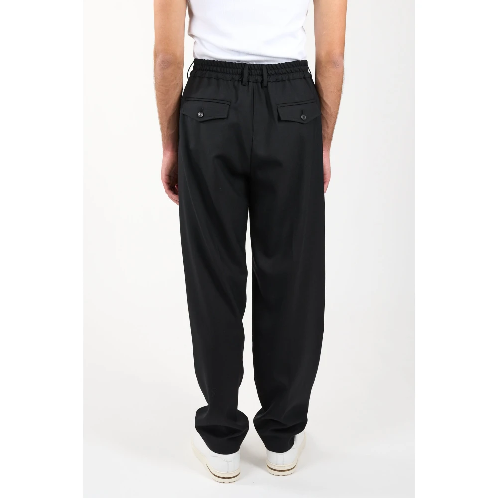 Mauro Grifoni Wollen broek met knoop en rits Black Heren