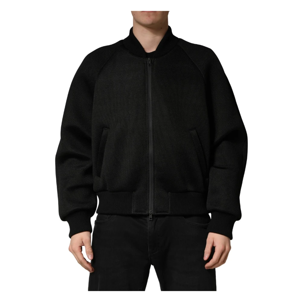 Dolce & Gabbana Men's Black Nylon Plate Bomber Jacket