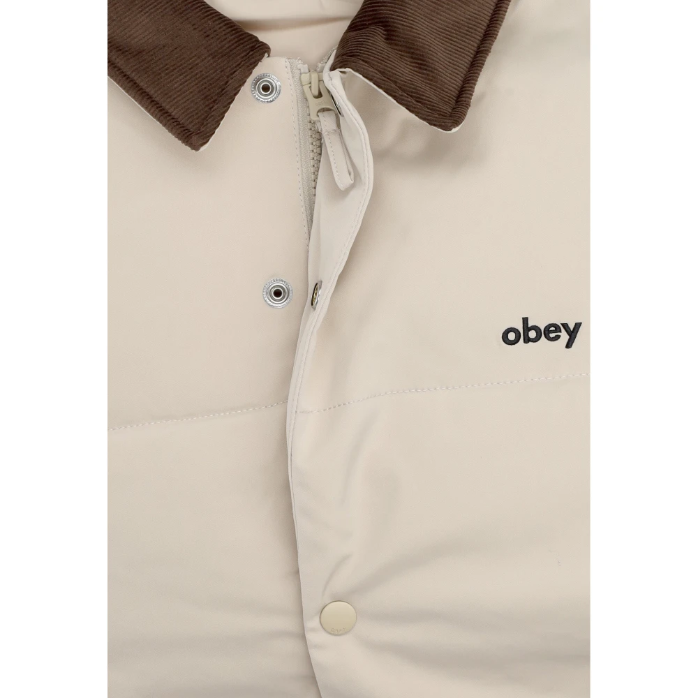 Obey Fluweel Kraag Veer Grijs Jas Gray Heren
