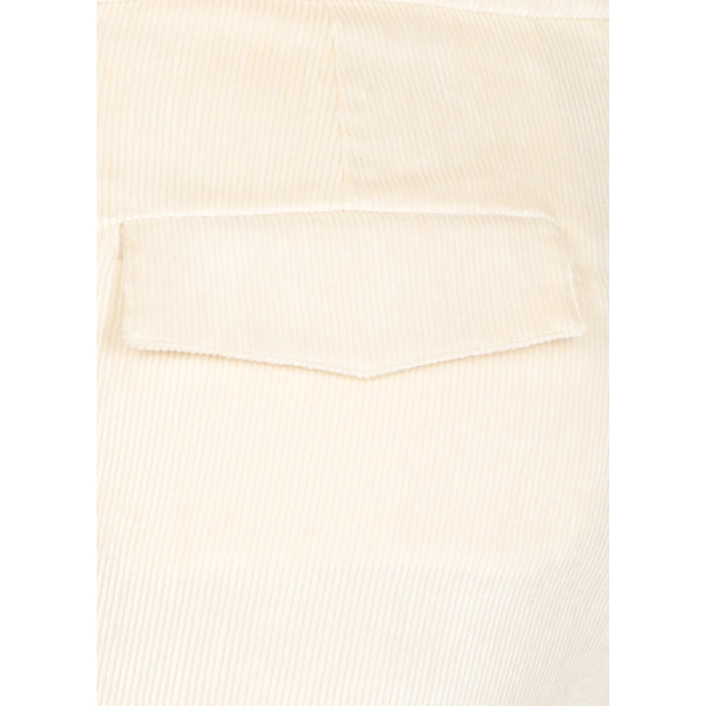 PESERICO Katoenen ribfluwelen broek Ivory Beige Dames