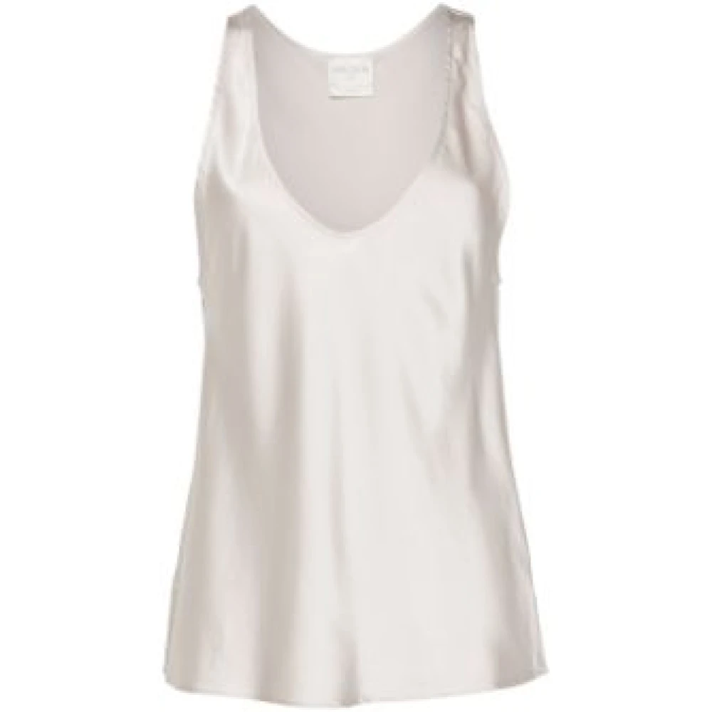 Forte Zijden Zware Stretch Satijnen Hemdje White Dames