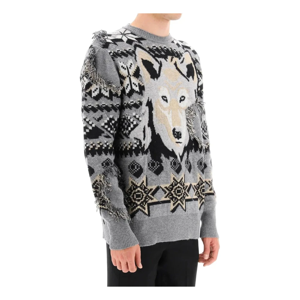 ETRO Wollen trui met dierenprint Gray Heren