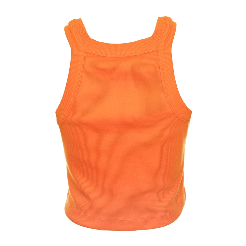 closed Racerback Rib Tank Top Orange Dames