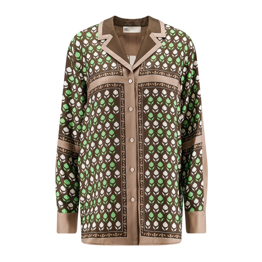 Tory Burch Women's Multicolor Printed Silk Bowling Shirt - Shirts - S - Blouses & Shirts