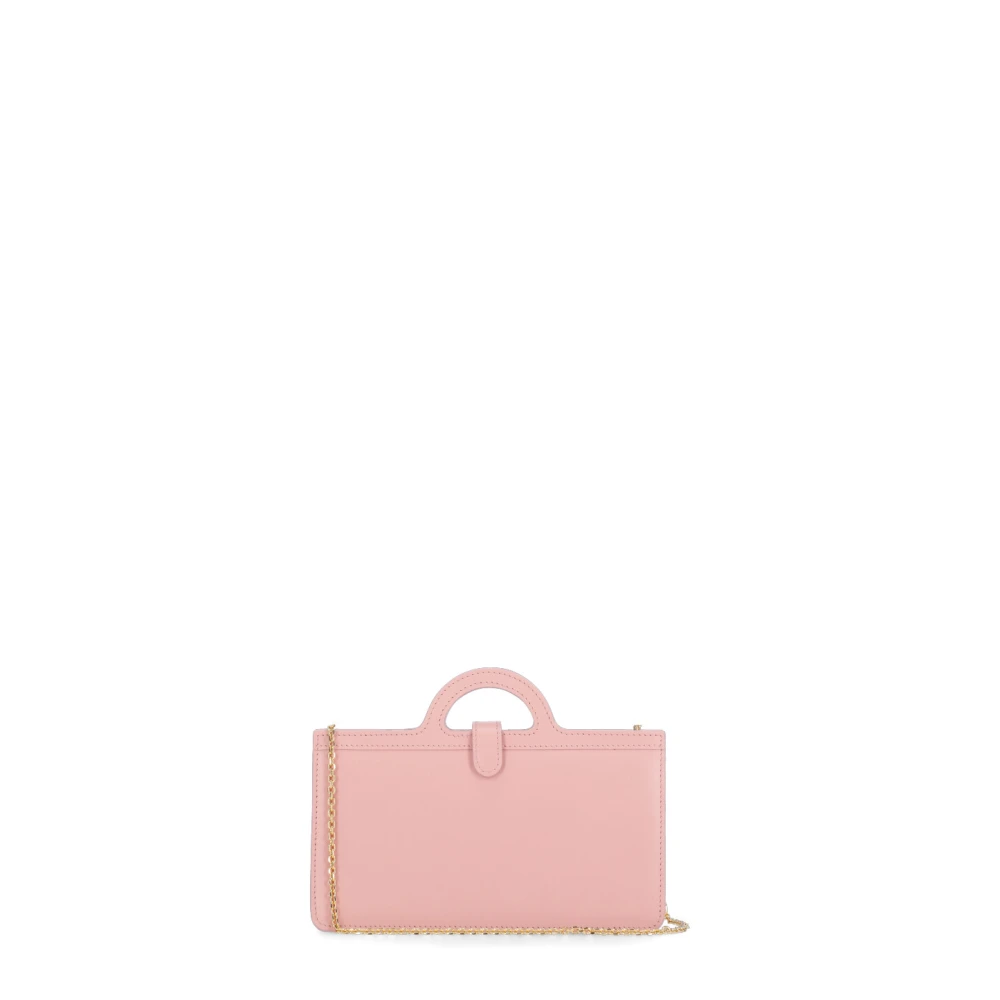 Marni Roze gladleren portemonnee met handvatten en schouderband Pink Dames