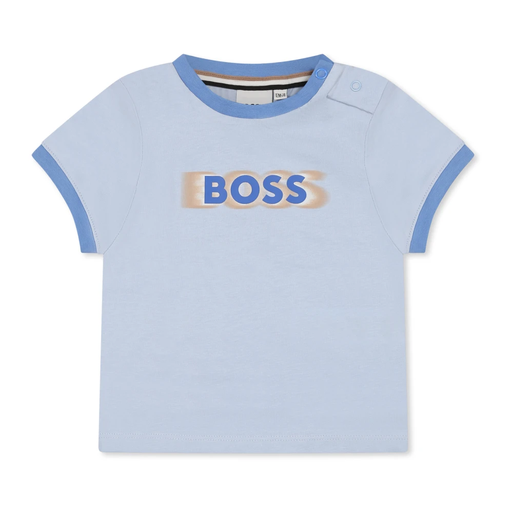 Hugo Boss Blå Bomull T-shirt med Logoprint Blue, Unisex