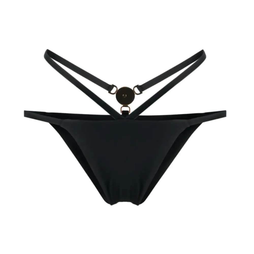 Versace Women's Black Bikinis, L, Sea Bikini Briefs With Medusa Plaque
