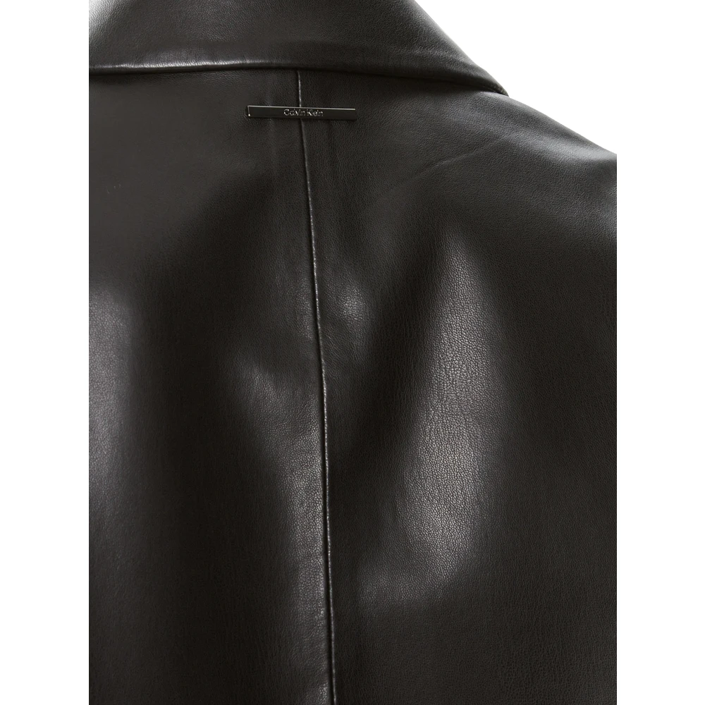 Calvin Klein Leren jas met rits Black Dames