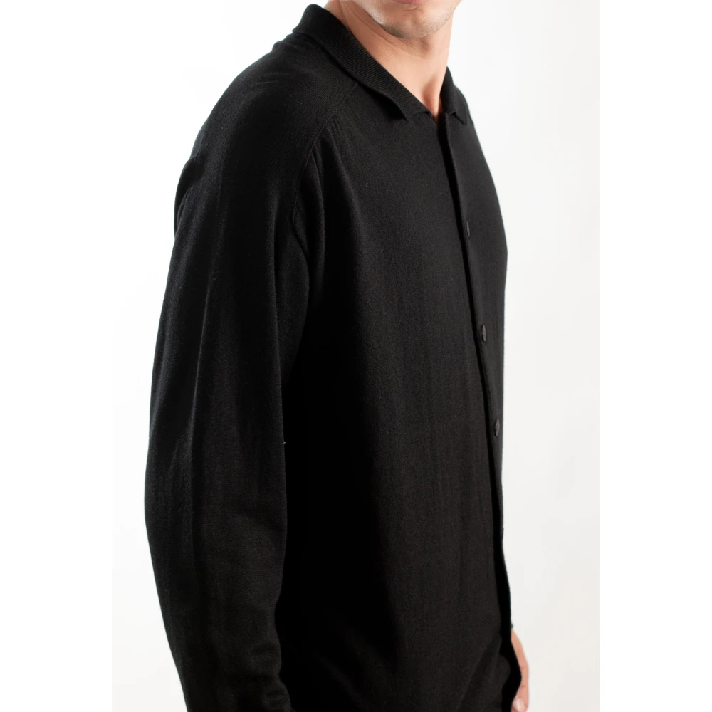 Transit Gebreide losse pasvorm shirt Black Heren