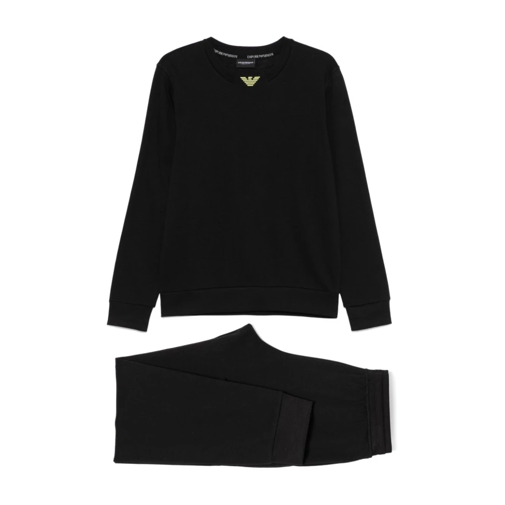 Emporio Armani Zwarte katoenen sweatsuit Mannen Collectie Black Heren
