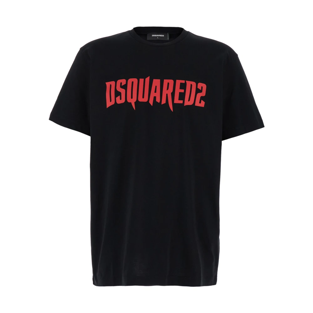 Dsquared2 Zwart Maple Print T-shirt Polos Black Heren
