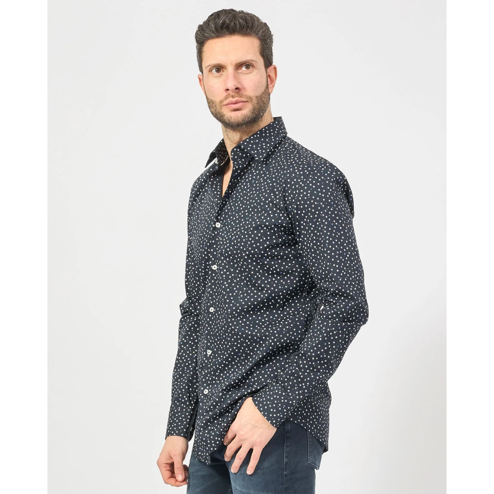 Hugo Boss Blauw Bloem Slim Fit Overhemd Blue Heren