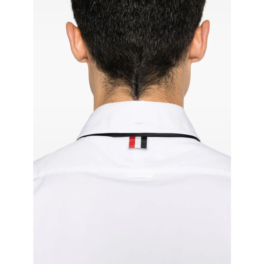 Thom Browne Witte Poplin Overhemd met RWB Streep White Heren