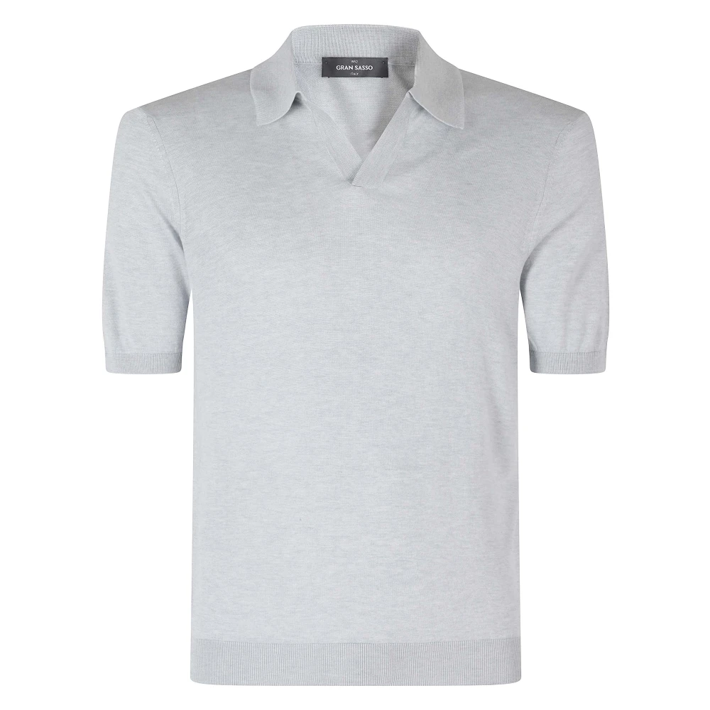 Gran Sasso Men's Gray Ribbed Skipper Polo - V-Neck Knitwear - Xl - Knitwear