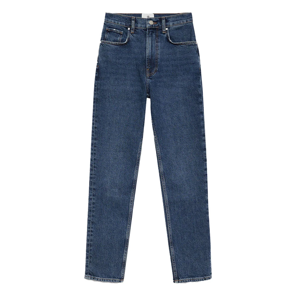 Anine Bing Slim High Rise Ankel Jeans Blue, Herr