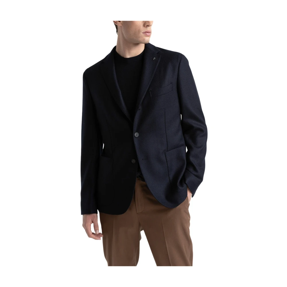 PESERICO Wollen en kasjmier enkelborst blazer Blue Heren