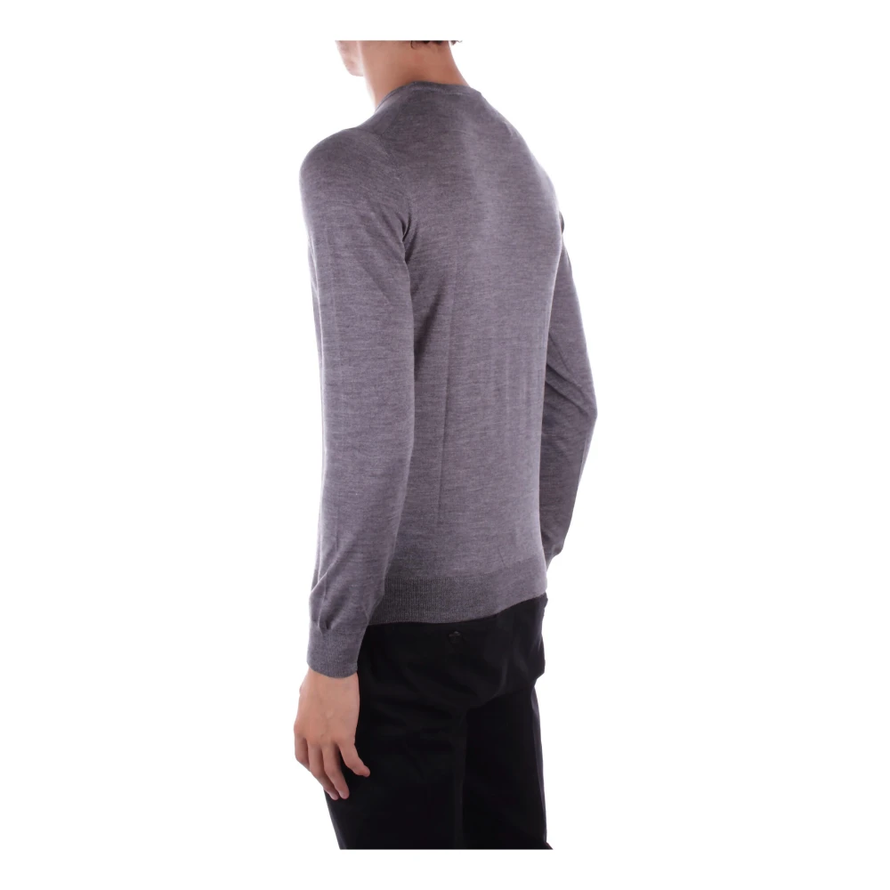 Tagliatore Grijze Trui Zijde Wol Mix Gray Heren