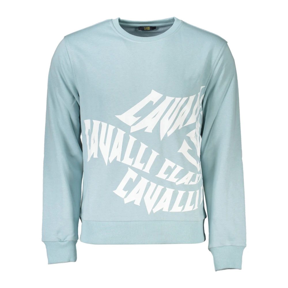 Cavalli Class Men's Blue Sweatshirts,, Long Sleeve Jumper With Print Extra Large