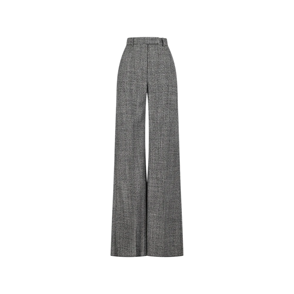 Valentino Garavani Women's Gray Grey Beige Wool Mouline Trousers - Wide Trousers - Xs - Trousers