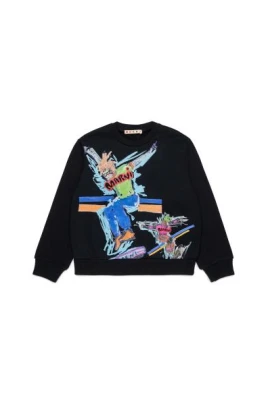 Sweatshirt med tryck och rund hals